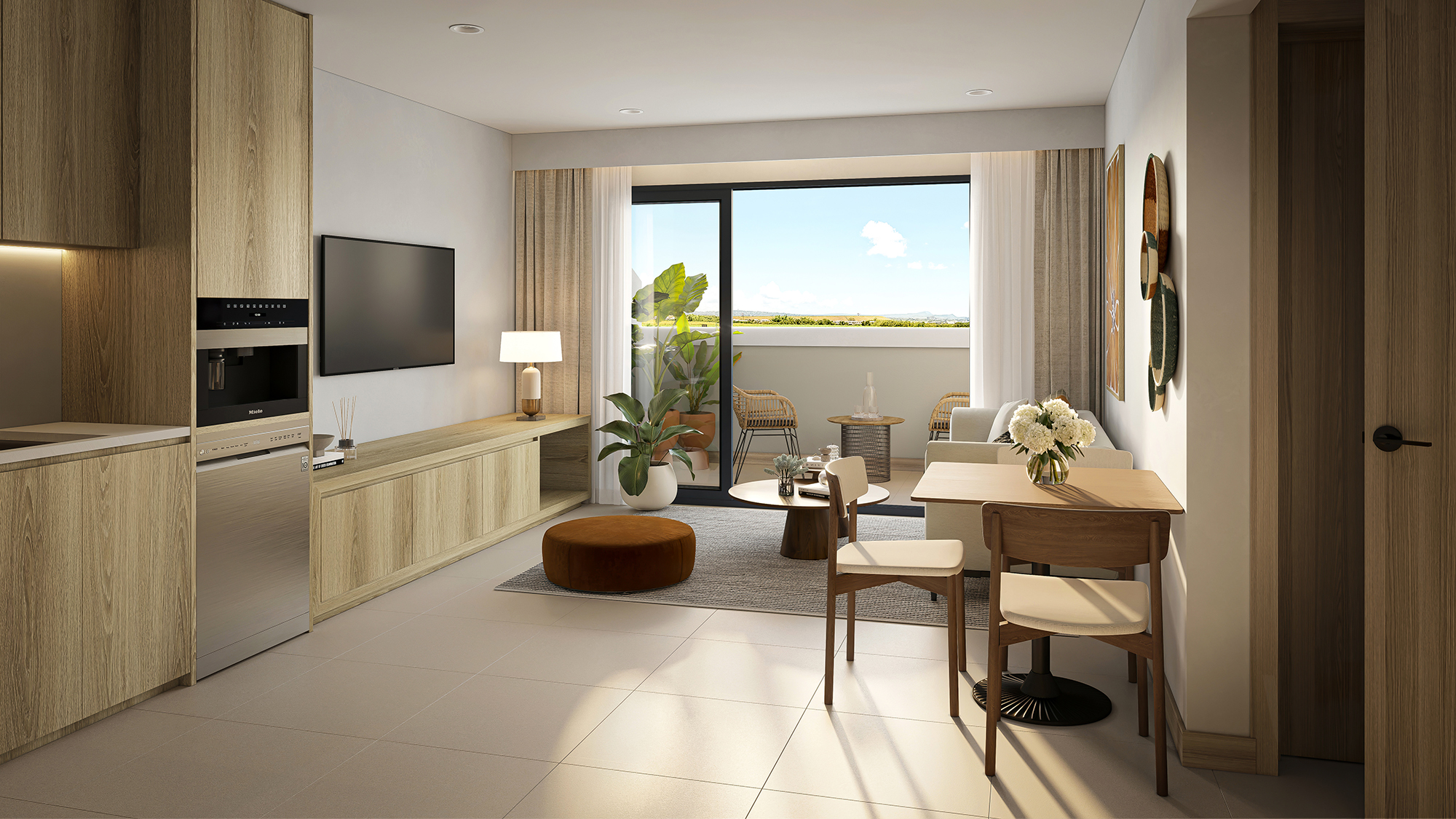 Les Terrasses d'Helvétia — 1-bedroom living dining kitchen